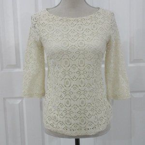 NWT Banana Republic Ivory Lined Lace Top Size 4
